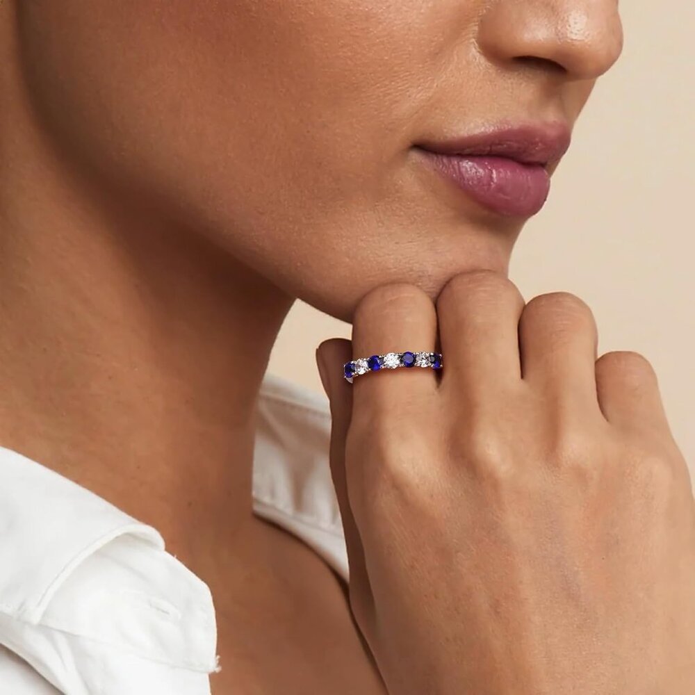 Classic Stackable Anniversary Ring With Blue Sapp… - image 2